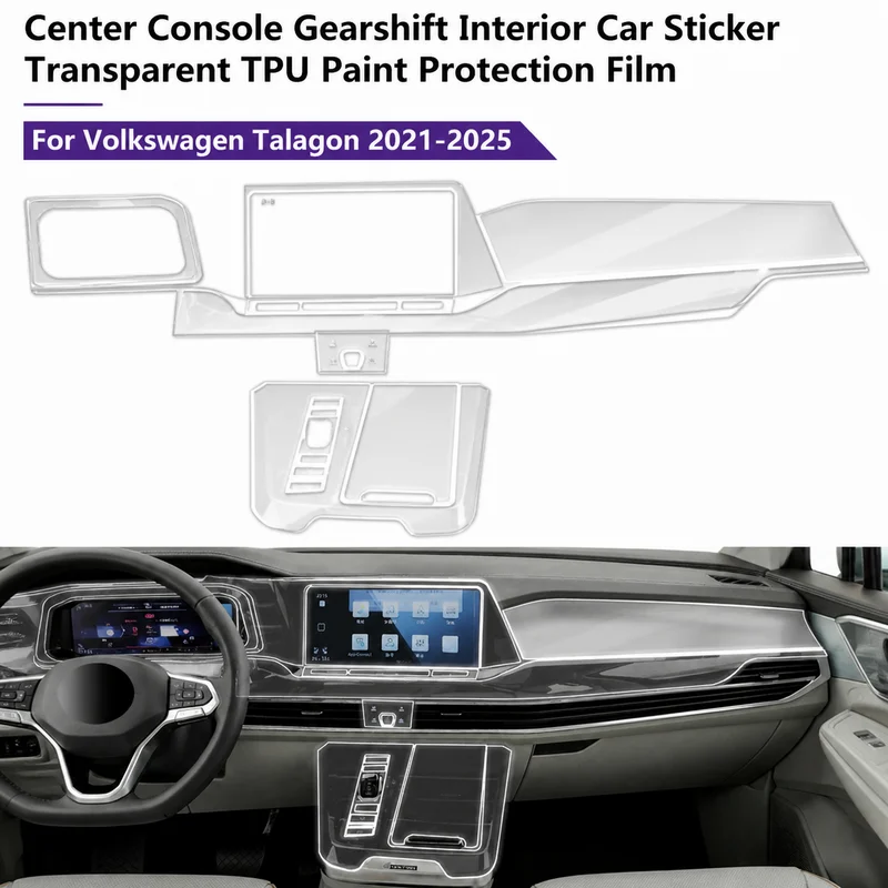 For Volkswagen Talagon 2021-2025 Center Console Gearshift Interior Car Sticker Accessory Transparent TPU Paint Protection Film