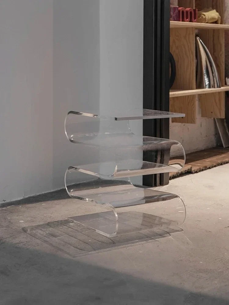 AANordic Acrylic Coffee Table Personalized Edge Magazine Shelf, Simple And Fashionable