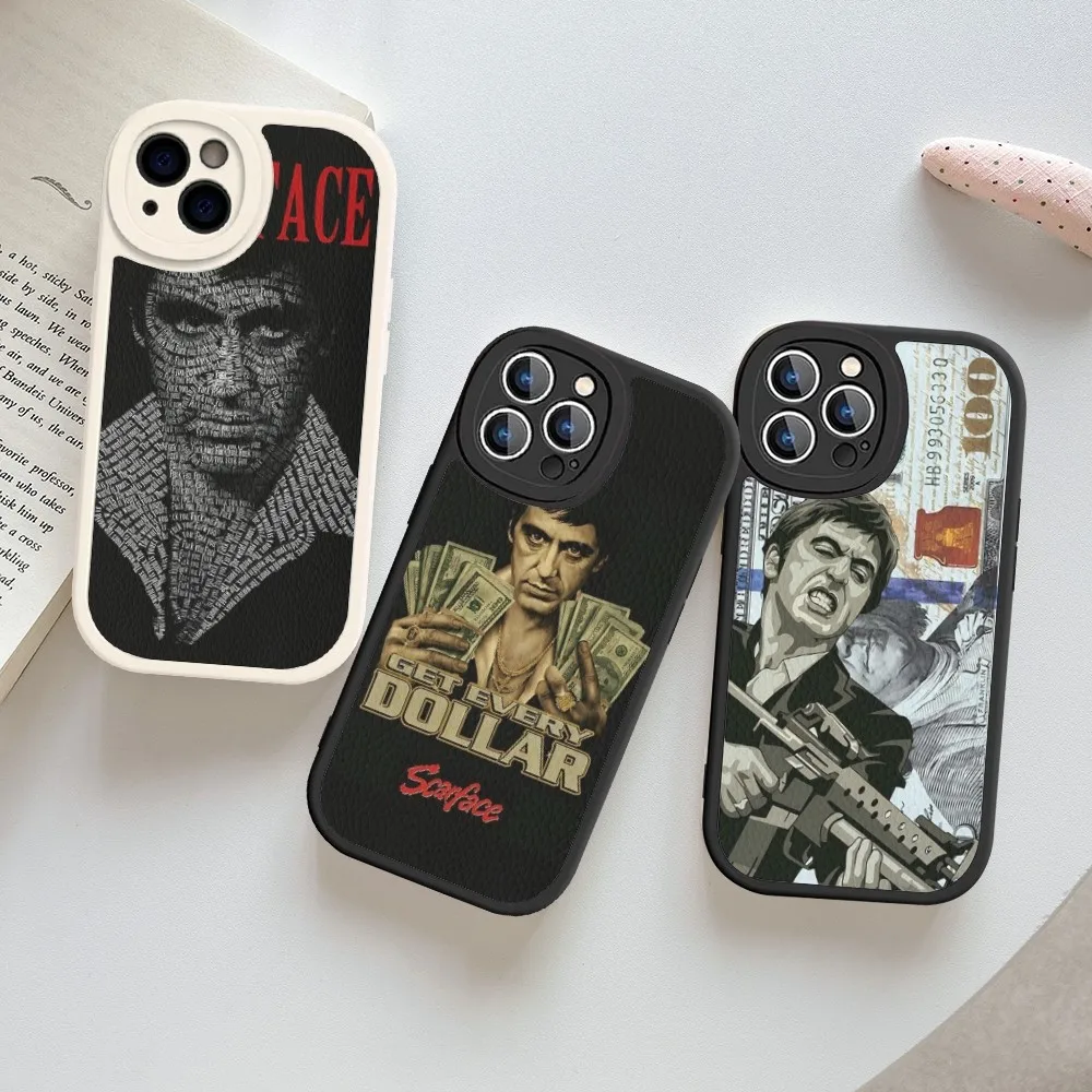 S-Scarface T-Tony M-Montana Film Phone Case Hard Leather For IPhone 16 15 14 13 12 Mini 11 14 Pro Max Xs X Xr 7 8 Plus Fundas