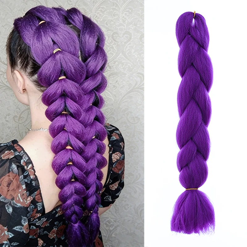 Kpop Devil Hunting Group Rumicos peluca púrpura masa frita giros boxeo trenza cola de caballo tejido extensión de cabello esponjoso