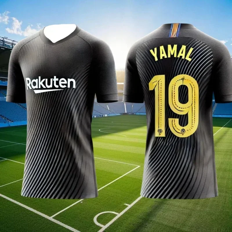 3D Adult Sports Loose Breathable Shirt Barcelona Special Edition No.19 Football Player Yamal Top T-shirt Children's Clothing