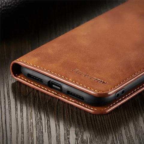 Тонкий замшевый чехол-кошелек для iPhone 11-17 Pro Max Mini с магнитной крышкой — внешний вид товара
