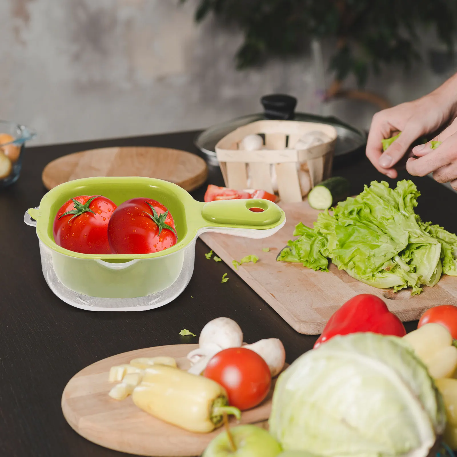 

3Pcs Fruit Washing Basket Double-Layer Kitchen Drain Strainer Small Plastic Bowl 7.9x4.9x2.8 Inch Vegetable and Fruit Rinse