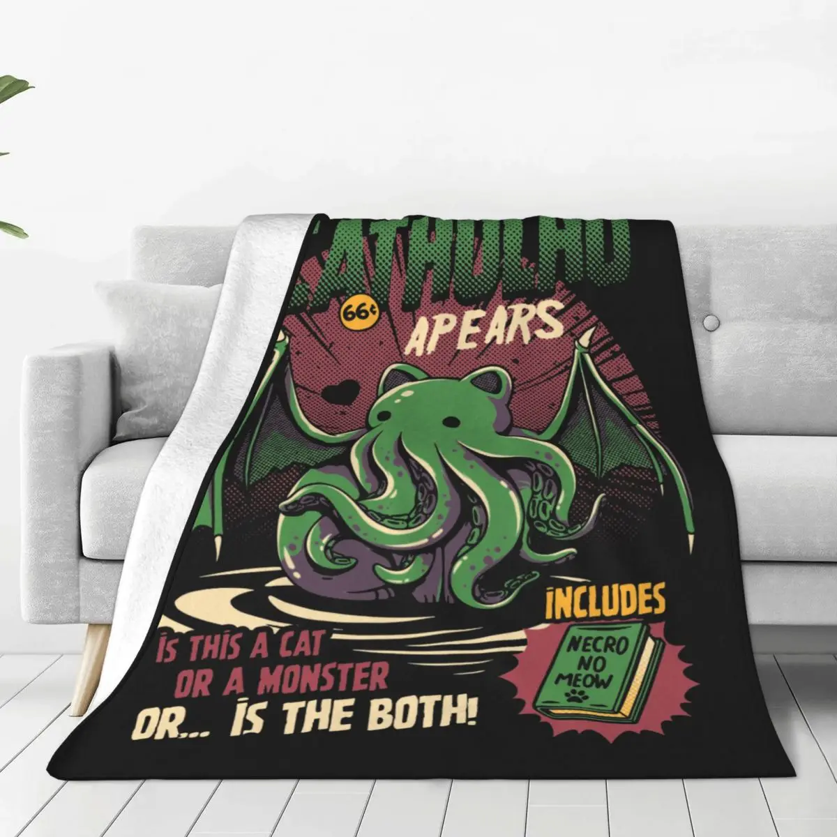 

A Wild Cthulhu Blankets Cat Monster Skull Cartoon Cute Funny Fleece Awesome Warm Throw Blanket for Bed Sofa All Season