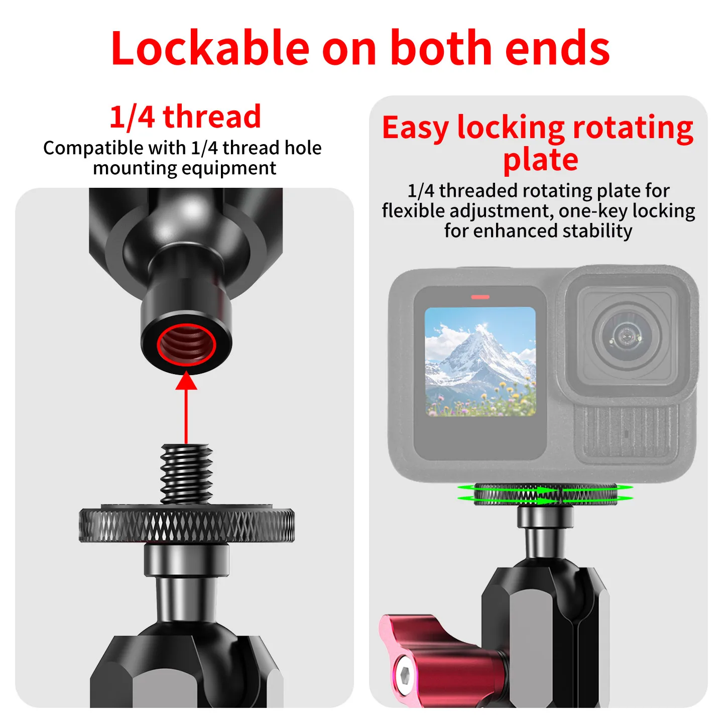 Mini Magic Arm Verlängerungsstange 360° Verstellbar 1/4" Schraube auf Cold Shoe Halterung Doppelkugelkopf für Kamerakäfig Monitor Blitzhalterung – Detail 3