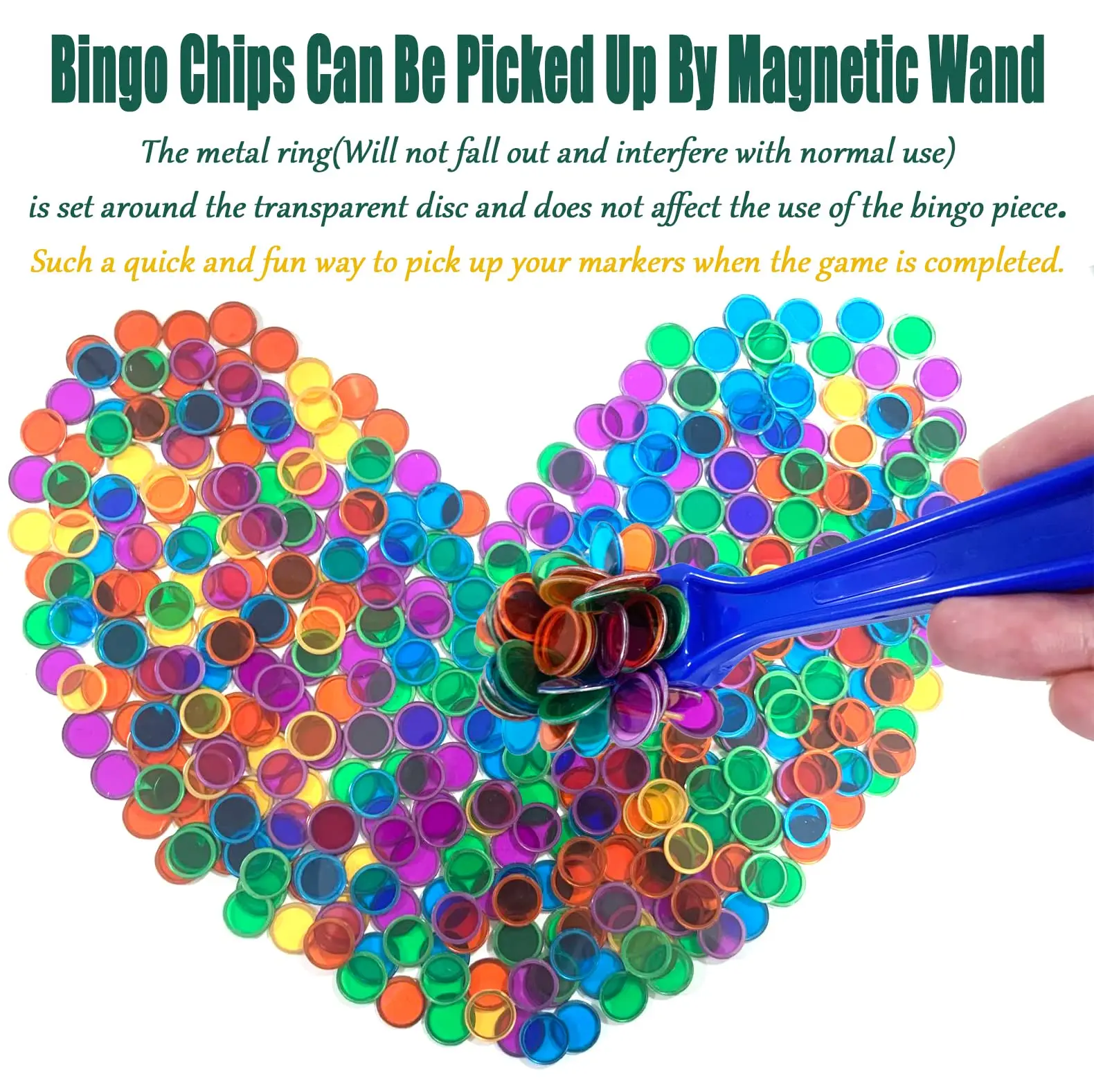 

Magnetic Bingo Chips 500 PCS Transparent Game Tokens- Mix 5 Colors Counting & Sorting Poker Chips Plastic Markers different colo