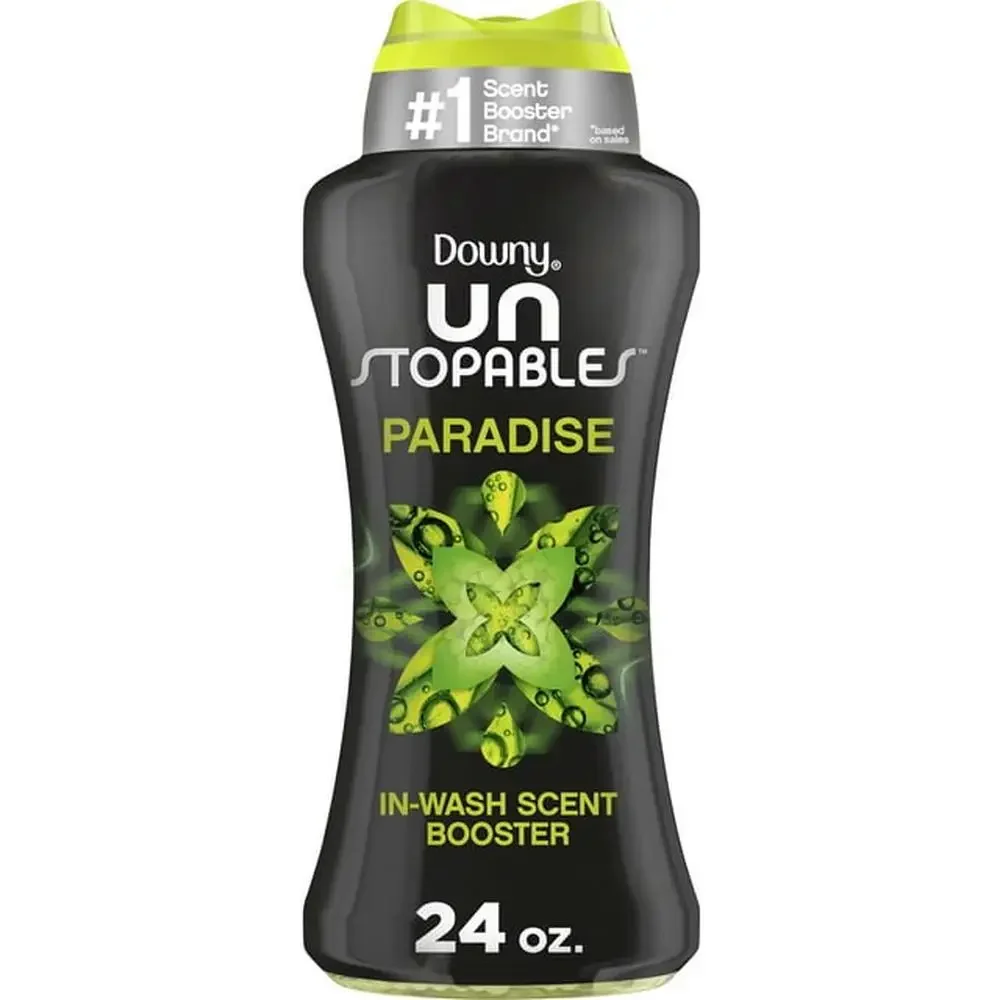 Laundry Scent Booster Beads Antioxidant Technology 50% Recycled Plastic Downy Unstopables Paradise 24 oz Bottle Clean Freshness