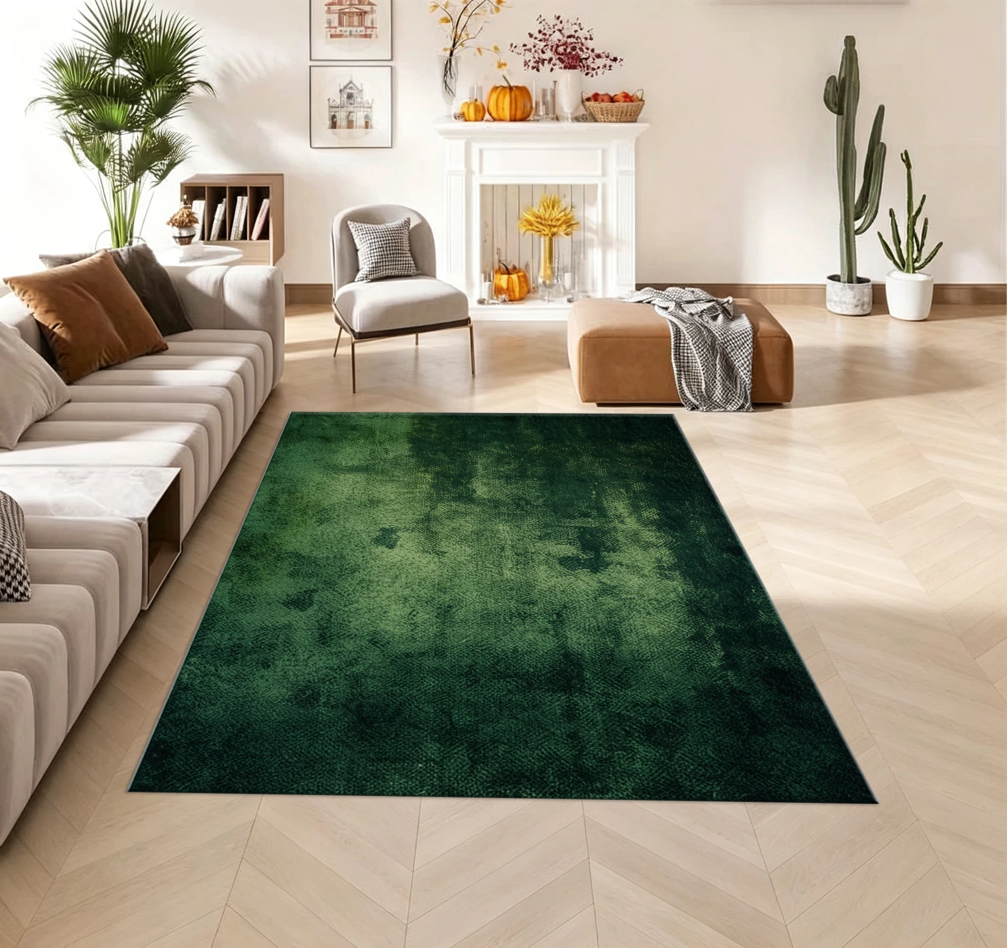 Dark Green Gradient Textured Carpet Flooring Artistic Home Floor Rug for Living Room Bedroom