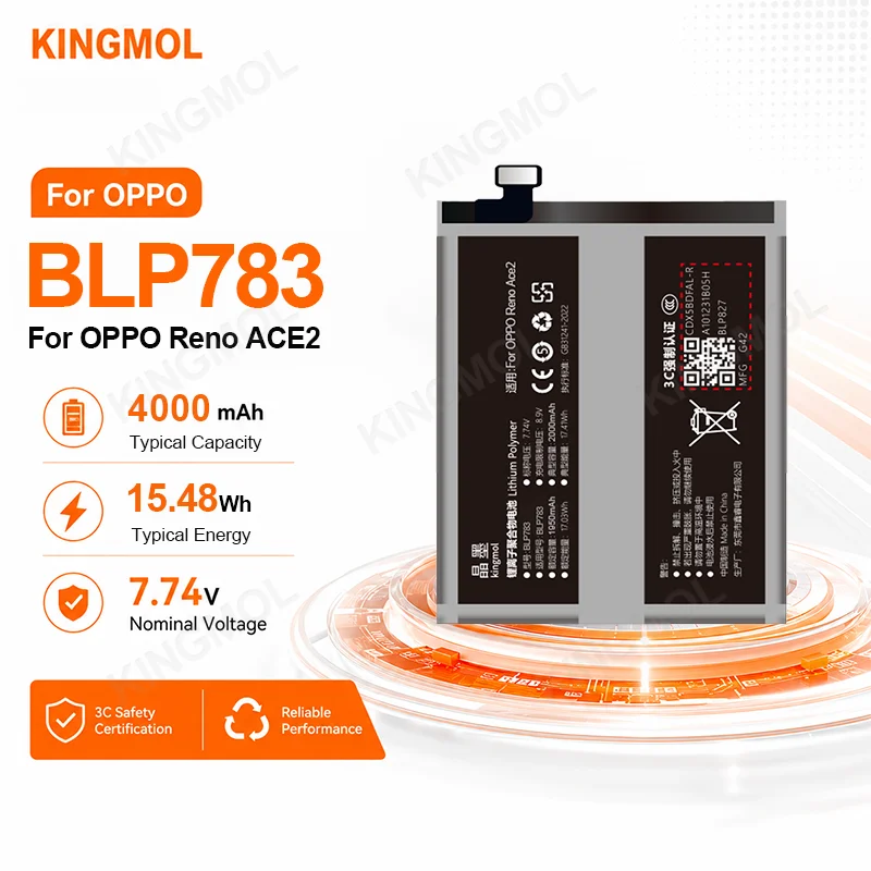 Kingmol Phone Battery For OPPO Reno Ace2 2 2Z Ace BLP783 BLP735 BLP701 BLP717 BLP747 Replacement Lithium Batteries With Tools