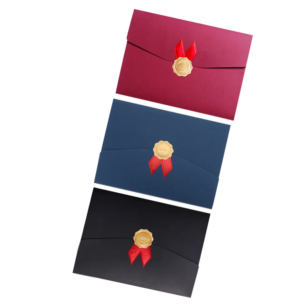 3Pcs Certificate Covers Diploma Holders Paperboard Filing Products Blue Black Red Graduation Cover Frame Certificate Folder