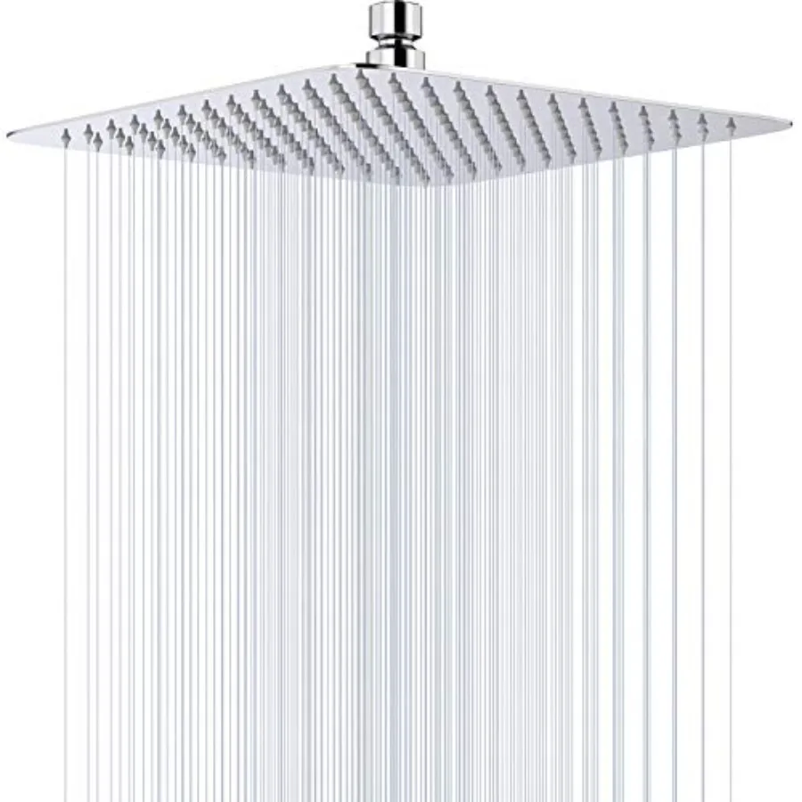 

GGStudy 16 Inch Square Stainless Steel Large Shower Head Rainfall Shower Head High Pressure Rain
