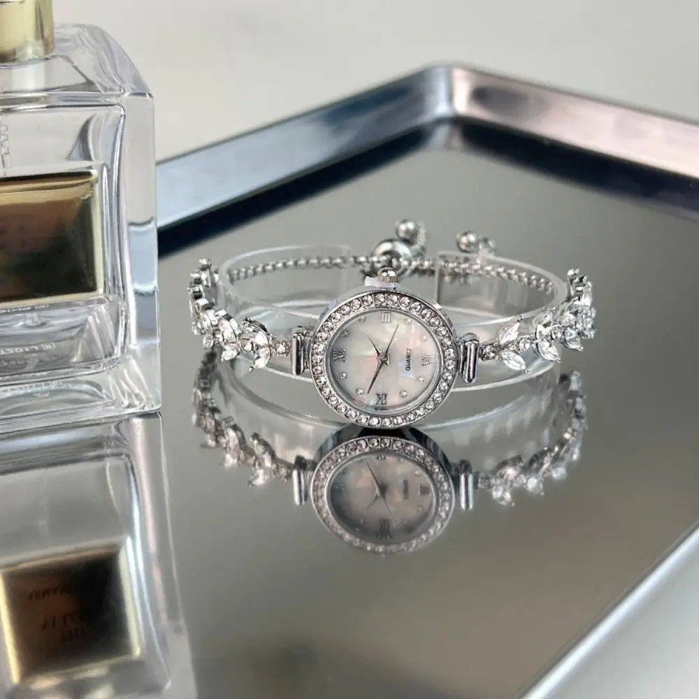 New Rhinestone Quartz Watches Diamond Studded Watch Strap with Adjustable Bracelet Women Wristwatch Wrist Decoration Gift