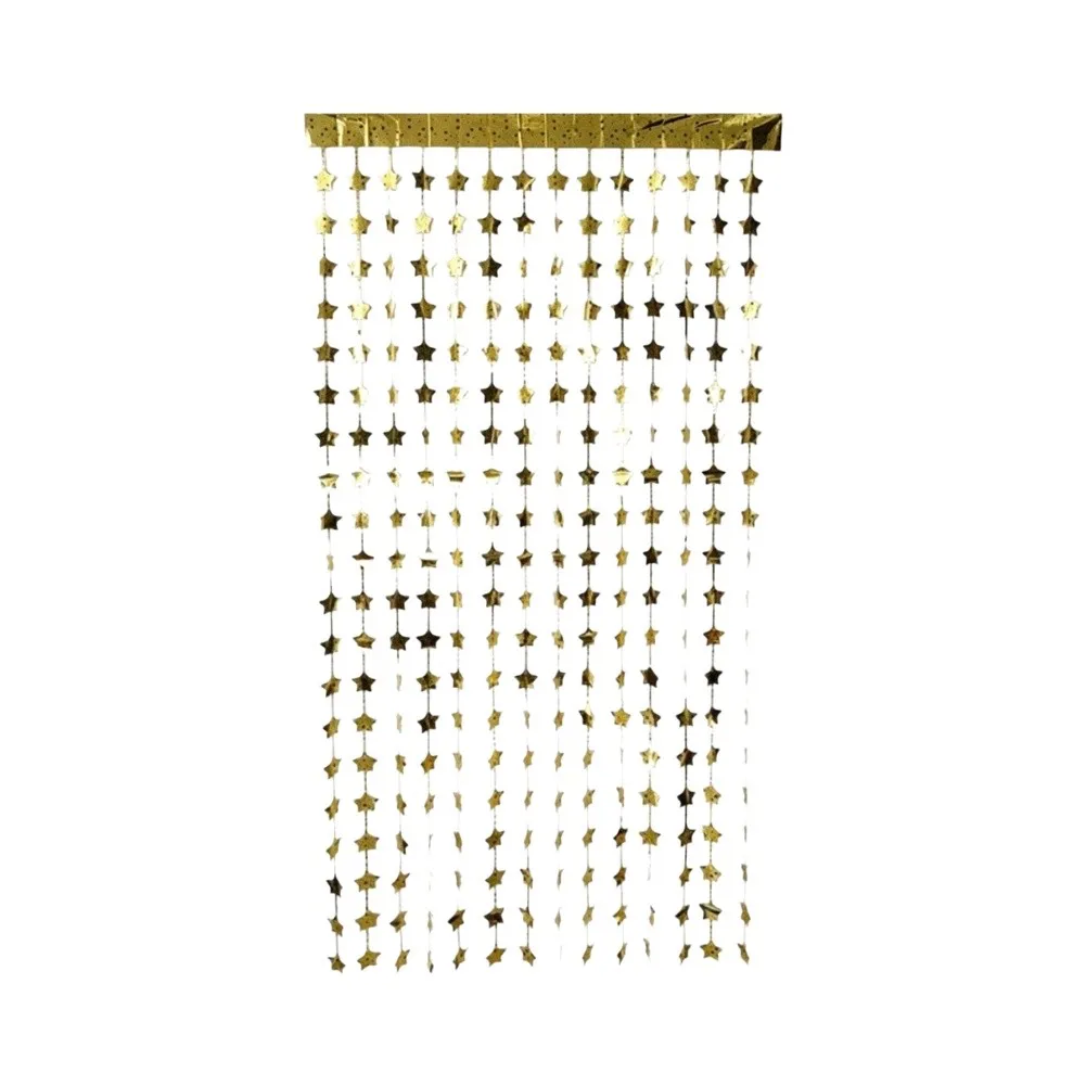 Starry Fringe Curtain Yellow 2m for Parties Decorative Backdrop Photo Prop for Birthday Wedding Holiday Decoration