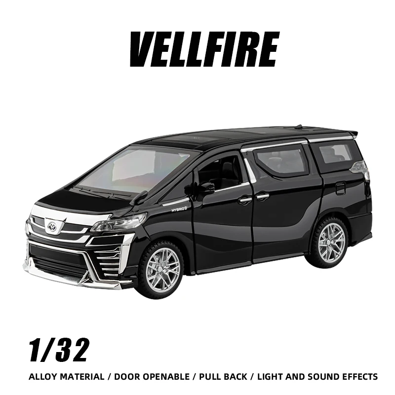 

1:32 vellfire MPV Car Toy Boy Diecast Alloy Model Metal Auto Gift Sound Light Rubber Tires Hot Wheels Miniature Gifts Collection