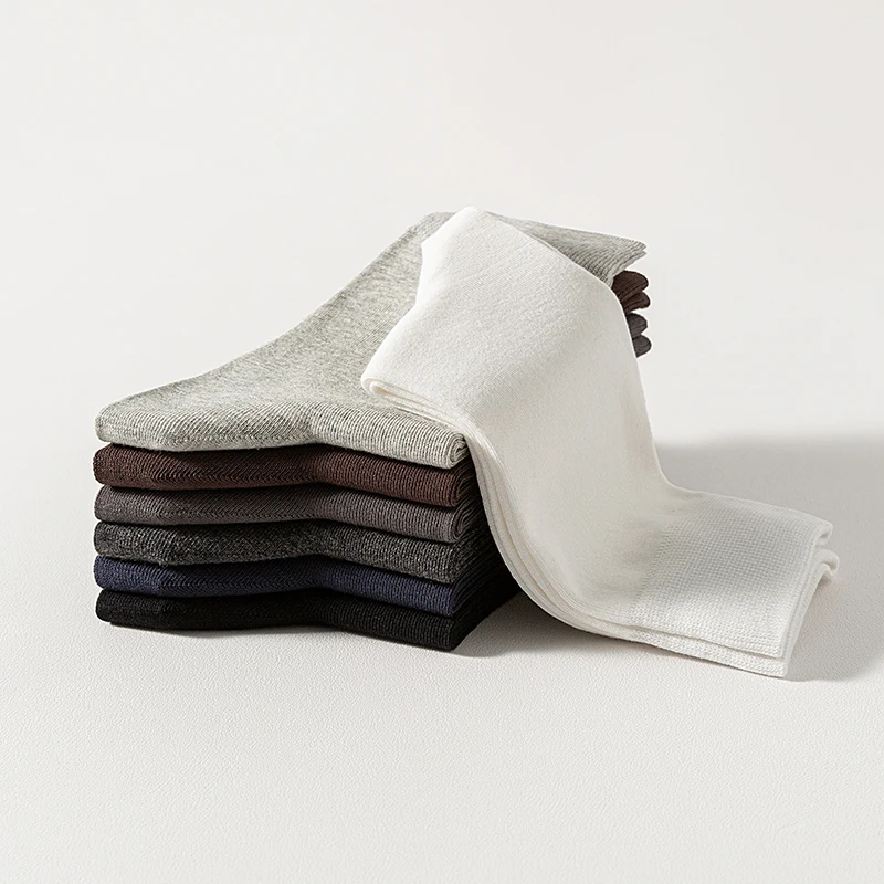 

High Quality Men's Combed Cotton Socks Boneless suture New Casual Breathable Black White Business 5Pairs Male Long Sock EU39-45