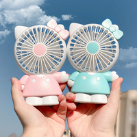 Hello Kitty Usb Rechargeable Portable Fan Silent Personal Desk Fan for Office Study Table Cute Mini Cooling Fan for Girls Women