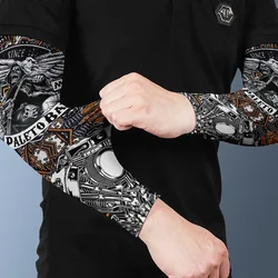 2Pcs Breathable Quick Dry Motorcycle Rider Arm Tattoo Sleeves 3D Cycling Arm Cover Anti-UV Basketball Fishing Arm Warmers Cuff