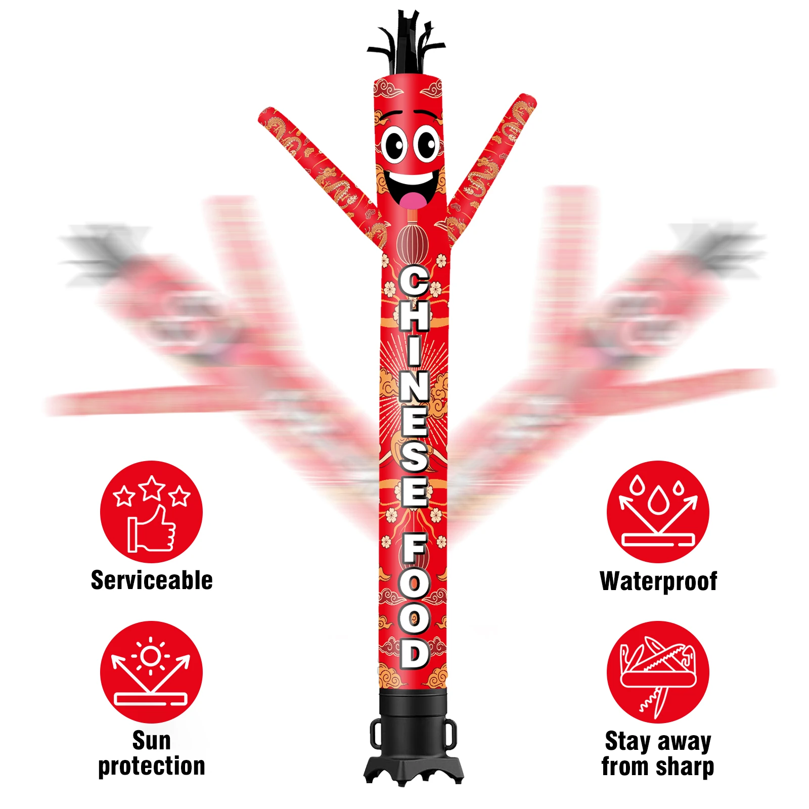 6/10/15/20FT Tall Inflatable Chinese Food Dancing Guy for Outdoor Decoration Advertising(Blower Not Included)