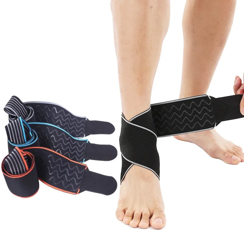 1 Pc Winding Sports Ankle Support Football Basketball Anti-sprain Elastic Breathable Bandage Silicone Non-slip Ankle Guard