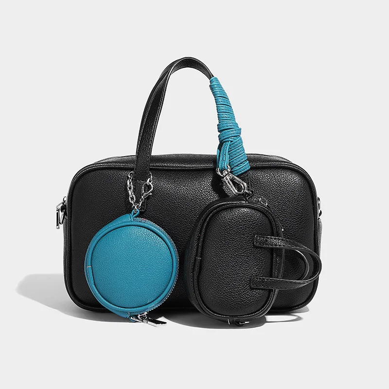 

Luxury Unique Designer Women's Crossbody Handbag 2025 New Leather Bowling Tote Bag Ladies Retro Solid Commuter Shoulder Bag gift