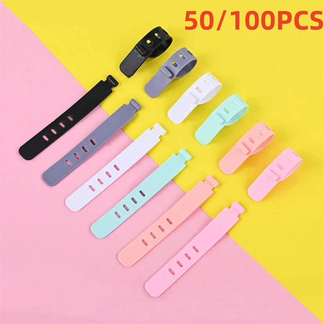 

50/100PCS Cable Organizer Ties Clip Charger Cord Management Silicone Wire Manager Earphone Holder Data Line Winder Straps