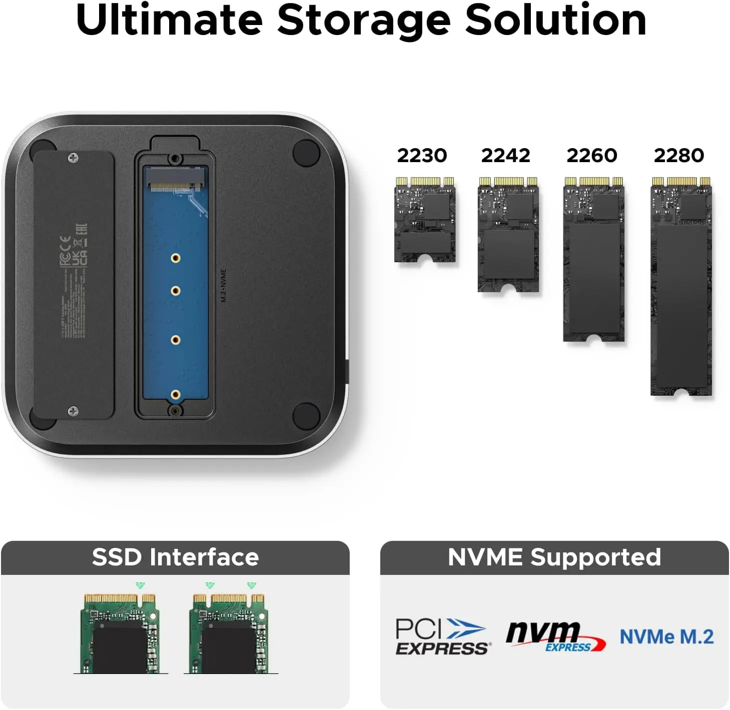 UGREEN Dock & Stand pour boîtier SSD Mini M4/M4 Pro NVMe 3 USB 10 Gbit/s USB-C USB-A SD Argent