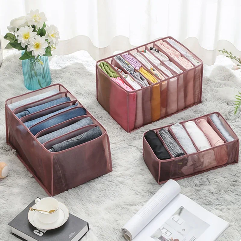 Large Size Clothes Organizer Trousers Clothes Jeans Storage Box Wardrobe Clothes Organizer Underwear Bra Socks Compartment Box