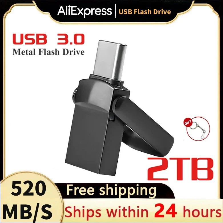 U Disk 2TB Usb 3.0, kecepatan tinggi USB antarmuka tipe-c Pen Drive 1TB komputer penggunaan ganda OTG Flash memori Usb ganda