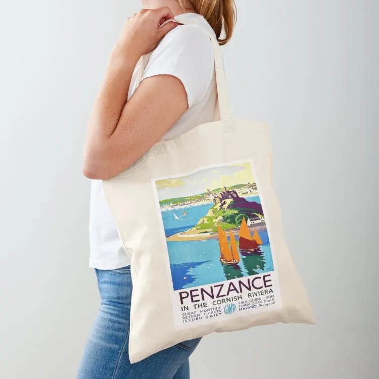 

PENZANCE : Vintage Cornwall United Kingdom Travel and Tourism Print Tote Bag cute tote bag shopper bags for women tote bag men