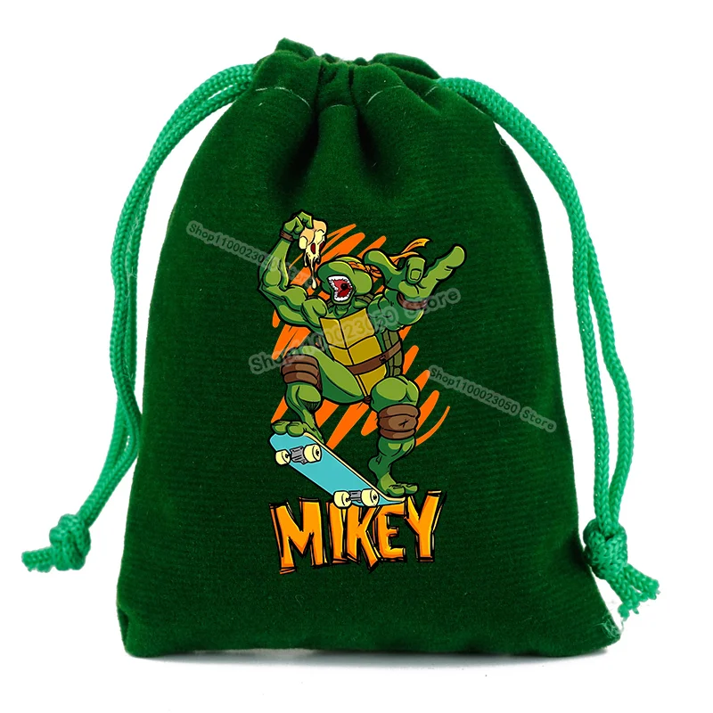 Sacos de cordão para meninos e meninas, figuras de animação, gráfico, bolsas infantis, bolsas de armazenamento Teenage Mutant Ninja Turtles, presente infantil