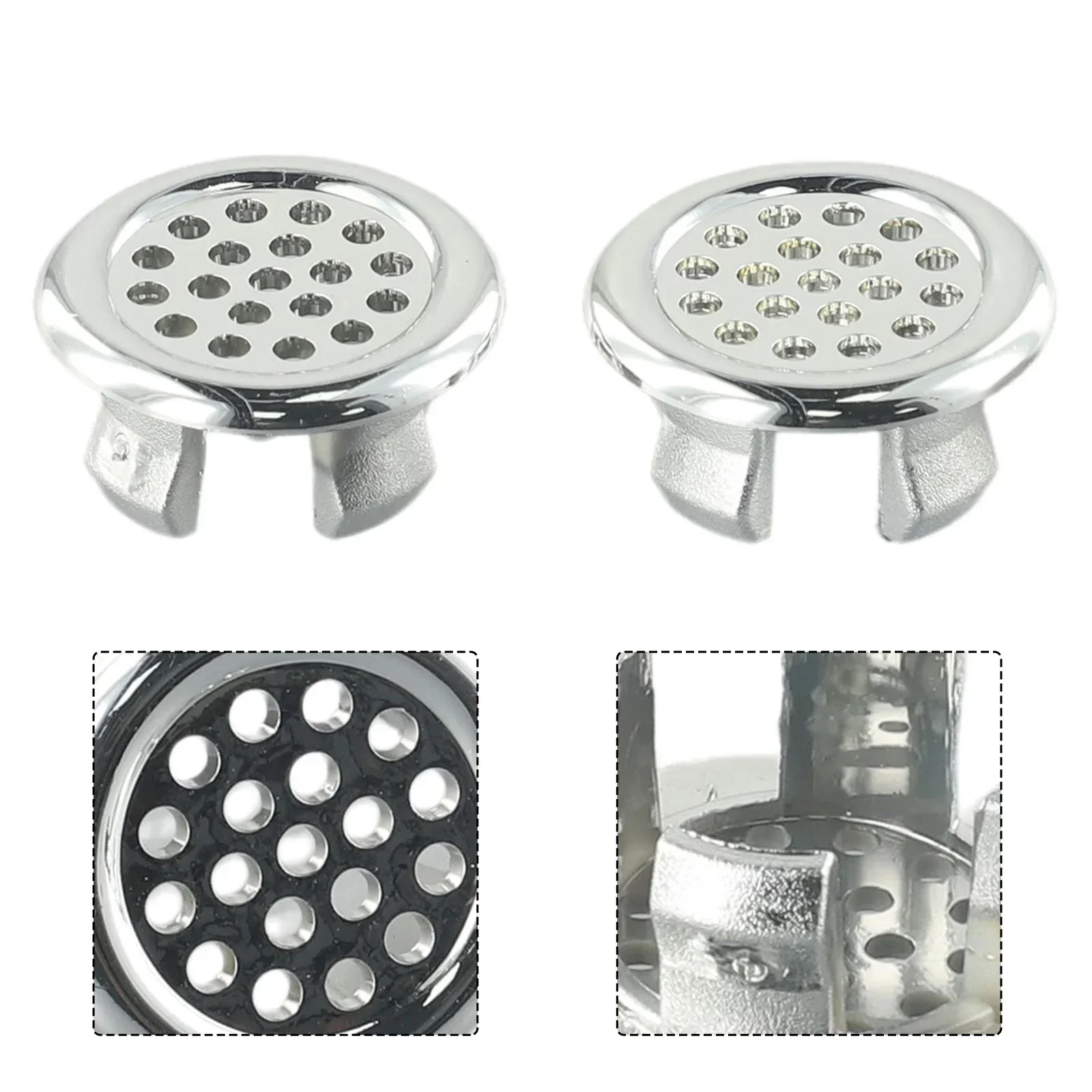 2pcs Bathroom Basin Sink Overflow Ring Electroplating Plastic Overflow Covers Basin/Sink Practical Replacement Hole Cover Cap