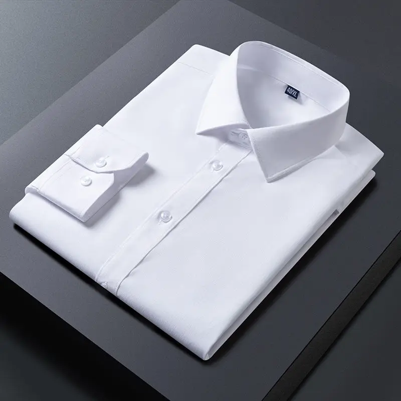 Spring Summer Autumn Light Blue Best Man Long Sleeve Work Shirt Men's Business Formal Office Professional Style Loose Fit Shirt