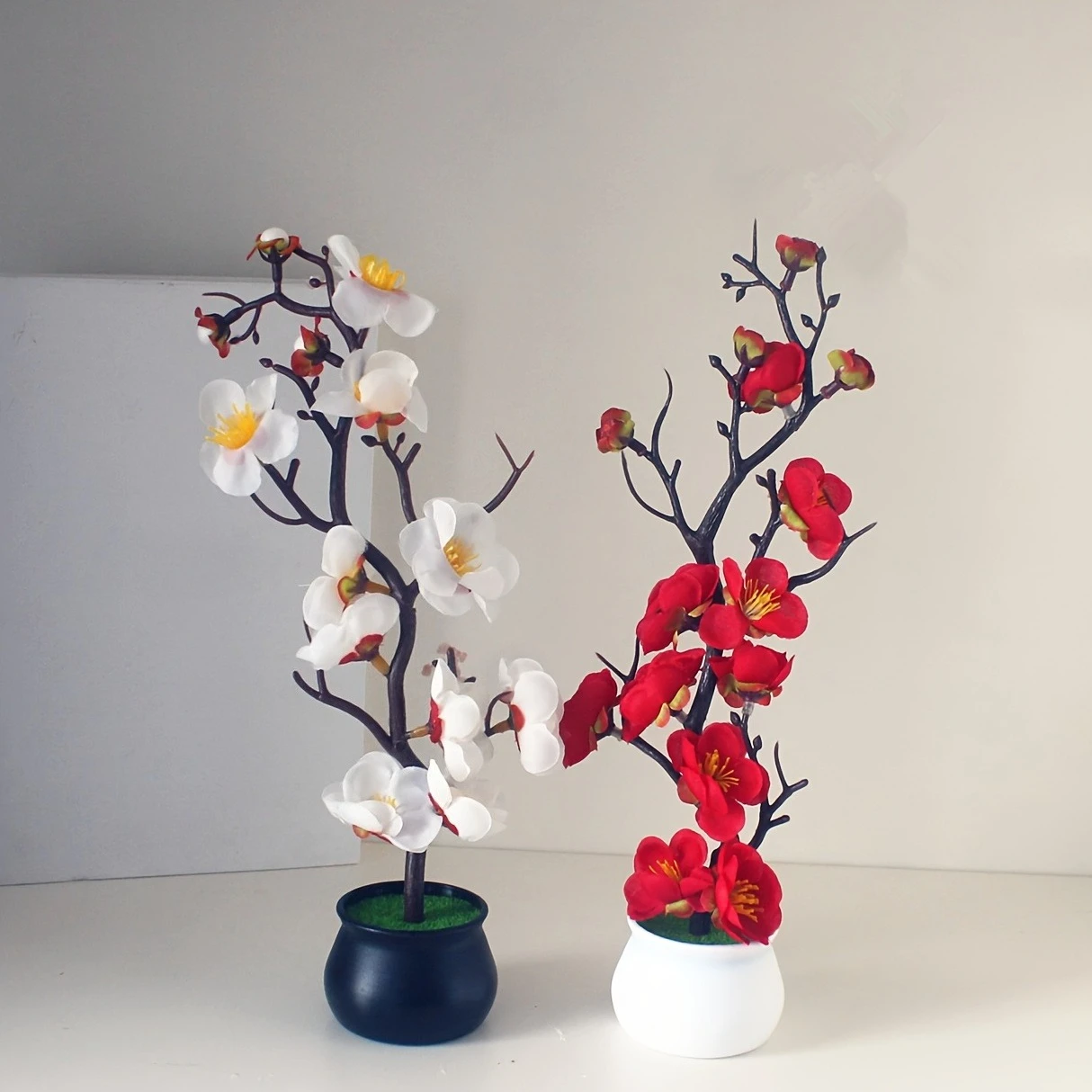 1 Stück künstliche Pfirsichblüten-Topfpflanze, künstliche Blume für Hochzeit und Heimdekoration, Geschenk für immer blühendes Herzstück