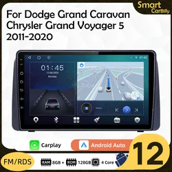 Radio samochodowe 2 Din Android dla Chrysler Grand Voyager 5 dla Dodge Grand Caravan 2011-2020 Ekran GPS Multimedialna jednostka główna stereo