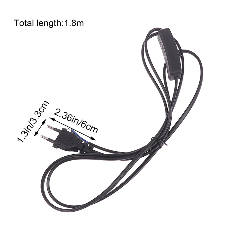 EU Plug LED Light Switch Cable Wire With On/Off Switch For Desk Lamp (6FT/1.8M) EU Plug Extension Connector Electric Cable