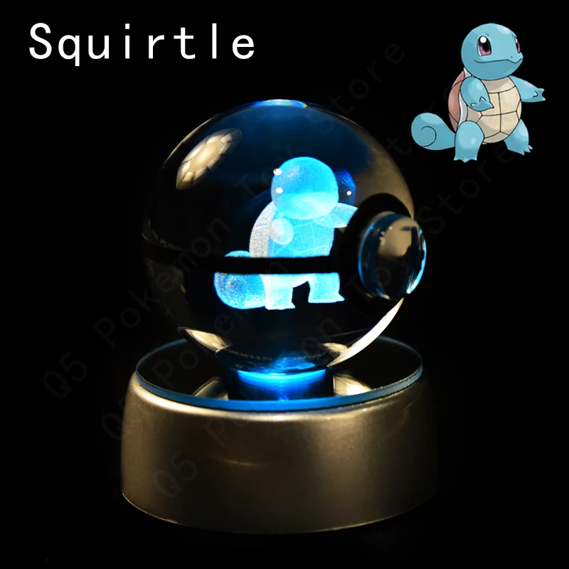 Pokemon Crystal Ball 3D Pikachu Mewtwo Mew Gengar Nachtlampje Lampvoet Pokeball Crystal Pokemon Glazen Bal Figuur Verjaardagscadeau