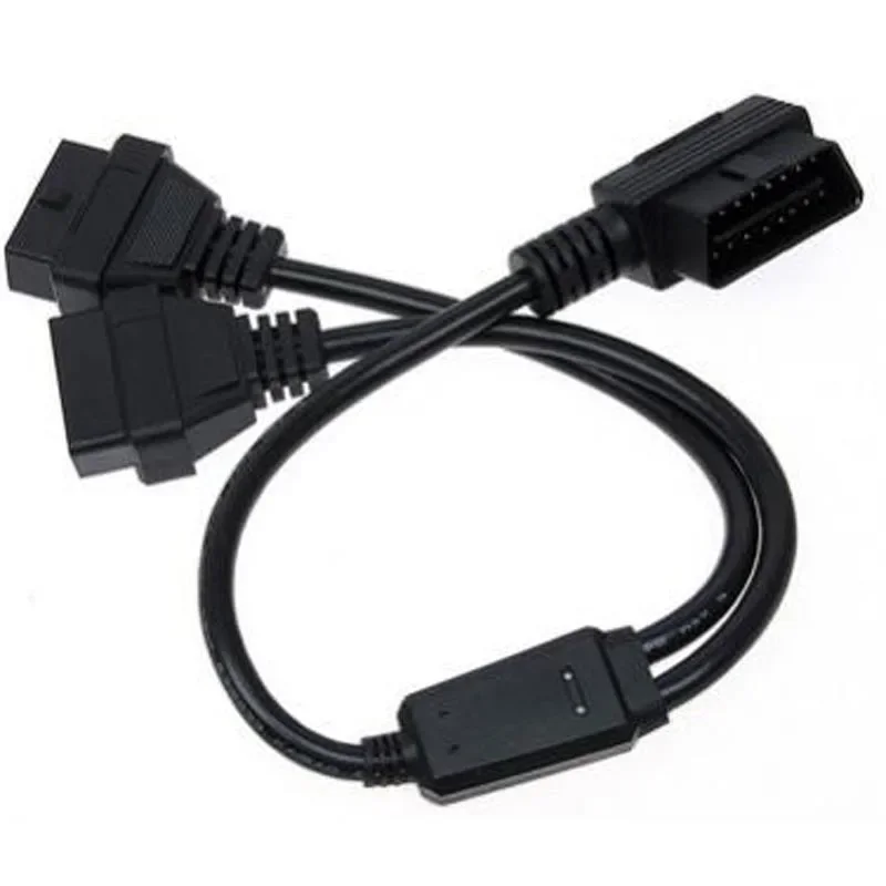 L Shape 90 Degree OBDII 16PIN 1Male to 2Female 50CM Y Splitter Extension Cable Elbow For ELM327 2J1962 OBD Auto Diagnostic Cable