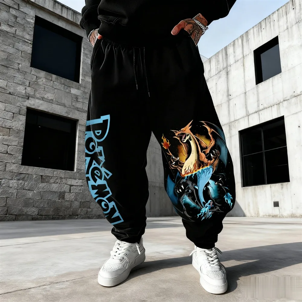 Pokémon X Vuurspuwende Dragon Fleece Broek Herfst Winter Oversize Jogginglegging voor heren en dames Eenvoudige vrijetijdsbroek