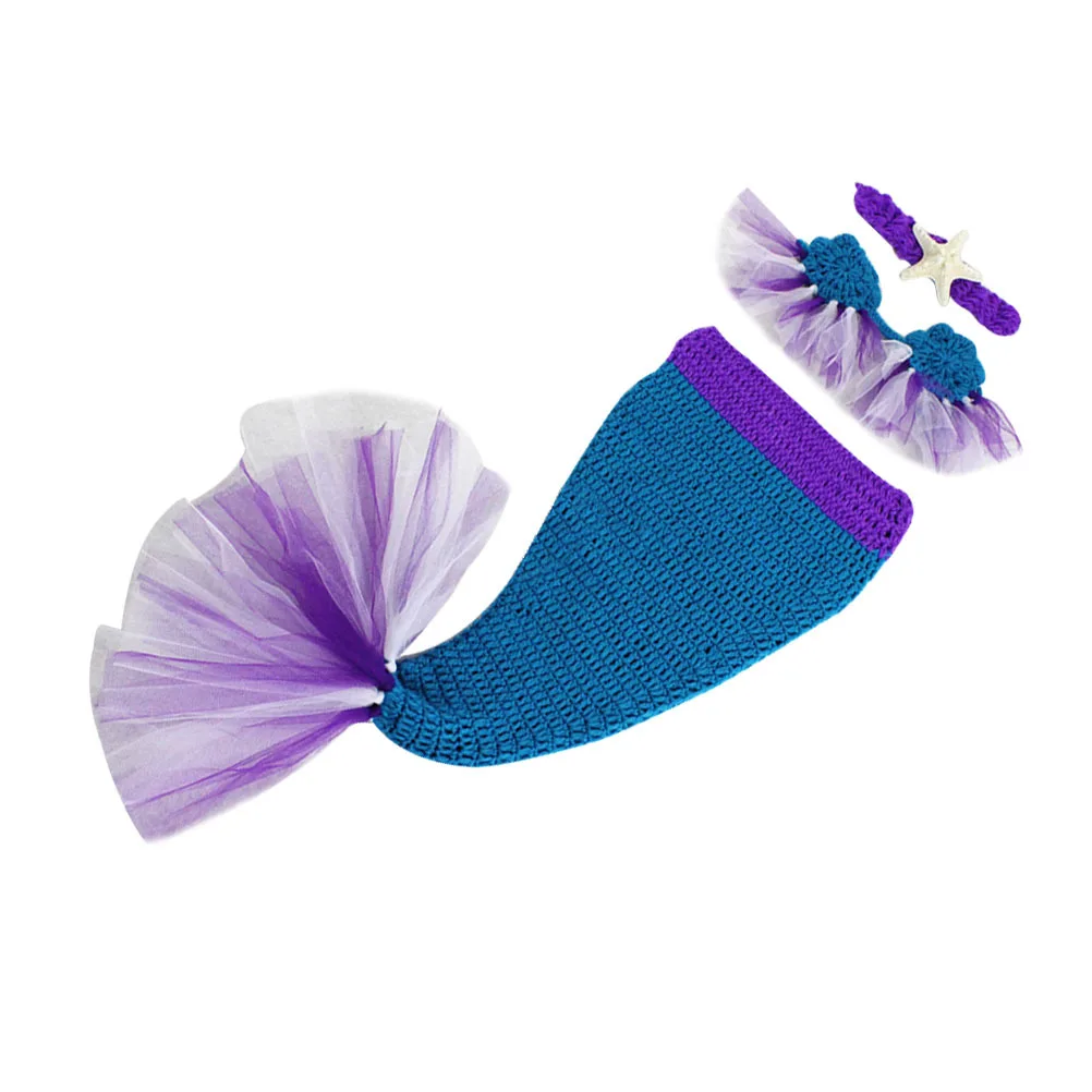 

1Set Newborn Baby Costume Mermaid Tail Crochet Sweater Baby Photo Props Infant Photography Suit Newborn Photography Props