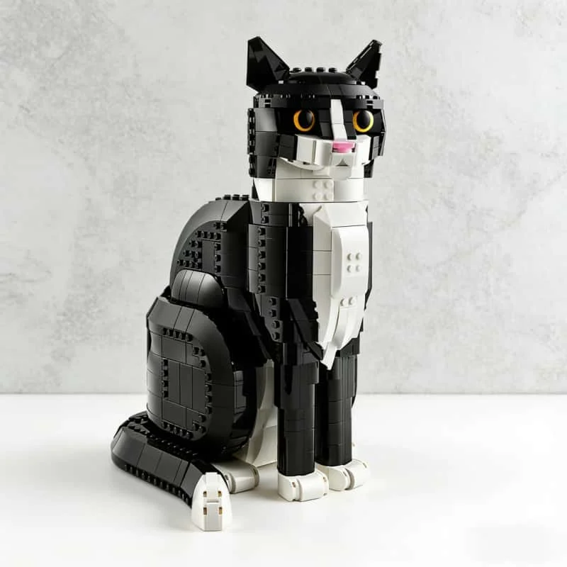 

1710 Pieces of MOC tuxedo cat creative animation animal assembly DIY educational educational toys adult Christmas birthday gifts
