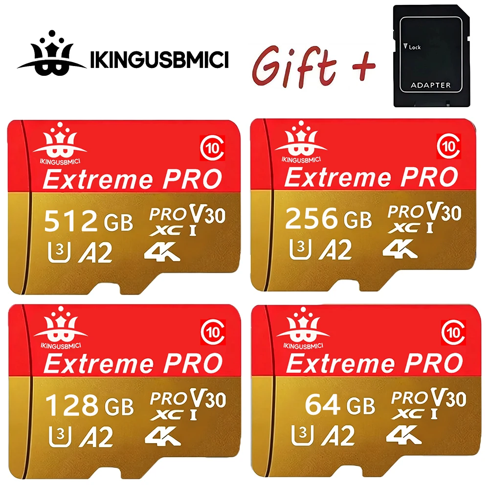 100% Original Micro SD Card 256GB 64GB TF Memory Card Mic rosd Class 10 U3 V30 512GB 32GB Smartphone Tablet Camera Gopro