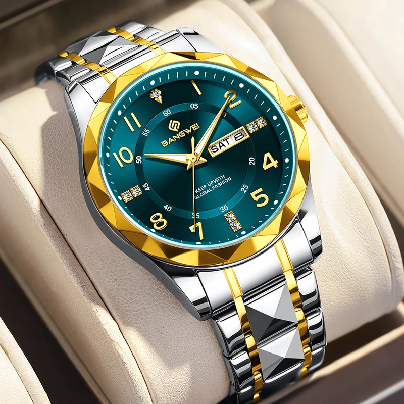 

Часы BANGWEI с бриллиантами для женщин, простые элегантные водонепроницаемые женские кварцевые часы, креативные стальные светящиеся наручные часы, женский подарок