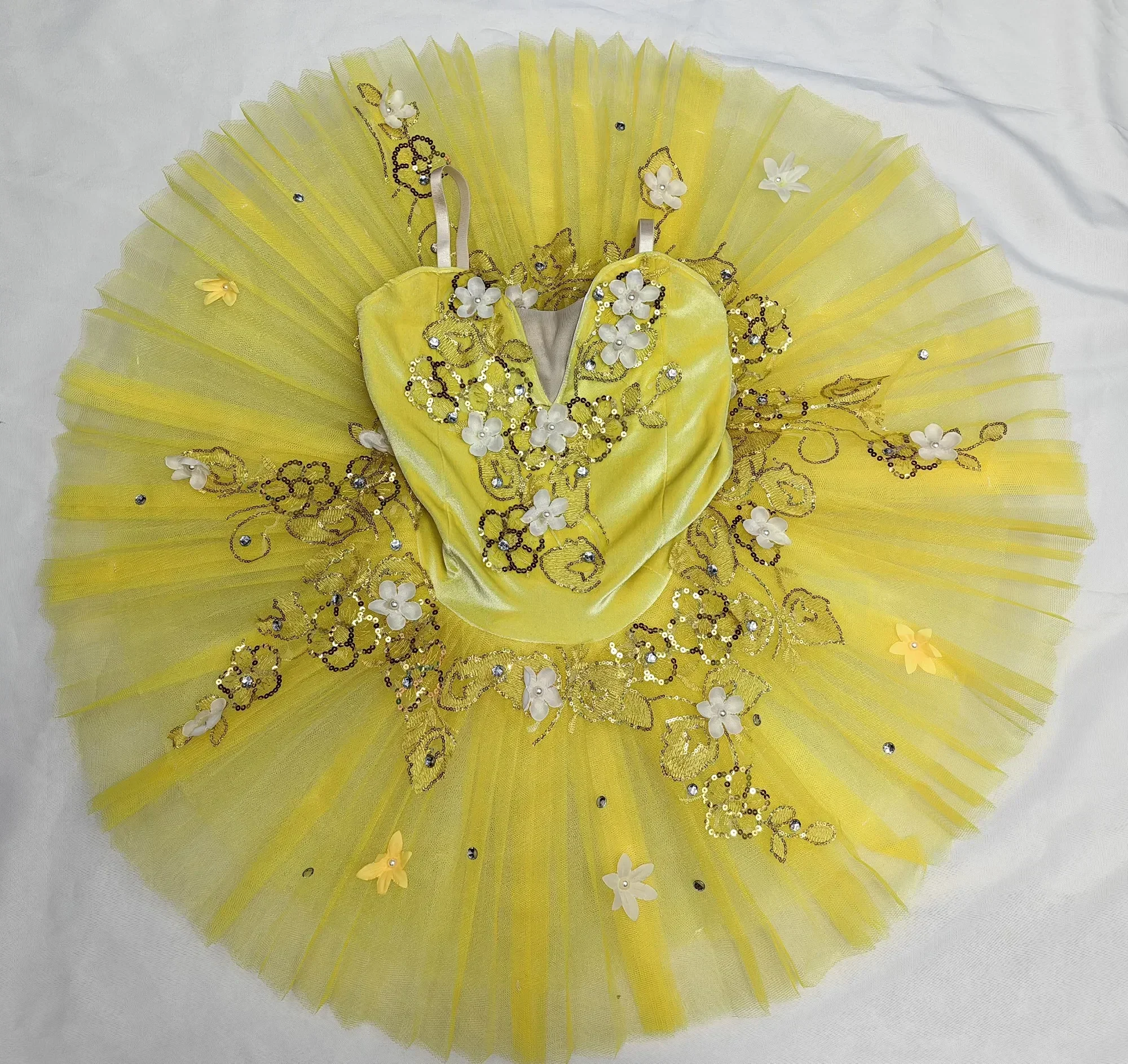 Vestido de bailarina amarillo, tutú de Ballet profesional para niños y niñas, disfraces de lago de los cisnes para adultos, vestido Balet, trajes de mujer