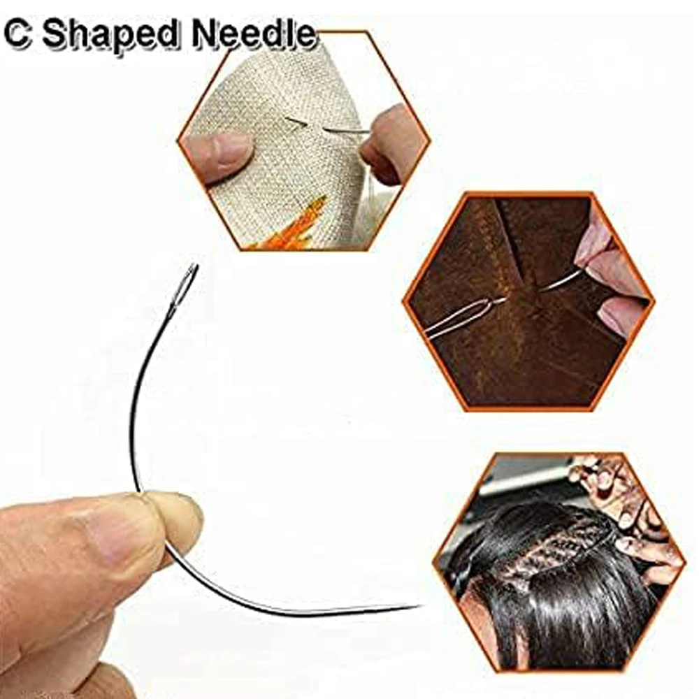 3 Rolls Hair Weaving Thread Cotton Sewing Thread With 5 pcs C curved needle for Making Wig DIY Hand Sewing Hair Weave hair weft image 6