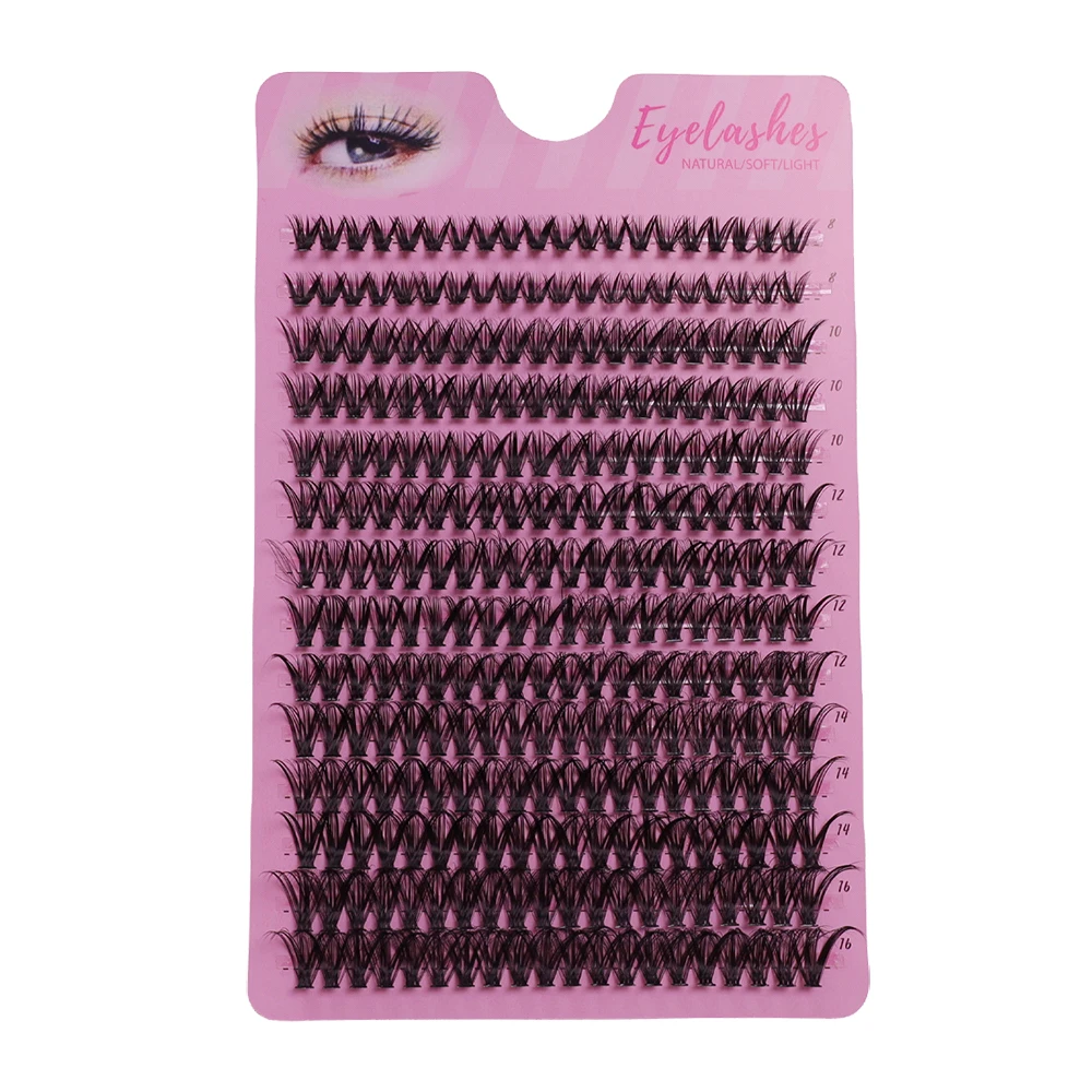 Juego de 14 filas de nuevo maquillaje europeo y americano, pestañas postizas rizadas naturales gruesas, maquillaje de escenario de gran capacidad, grupo único