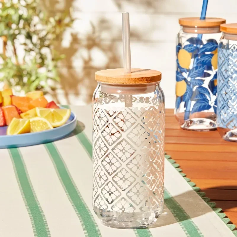by Becky G. & Alejandra 20-Ounce Acrylic Can Shape Tumbler, White Tile Pattern image 2