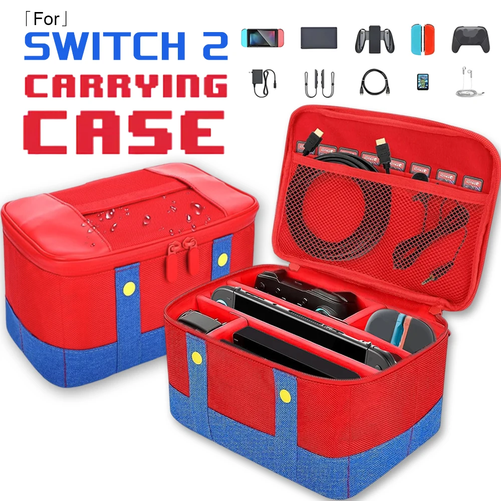 

Чехол для Nintendo Switch 2/Switch для переноски, полная консоль Switch 2, идеально подходит для путешествий и защиты, большая красная сумка