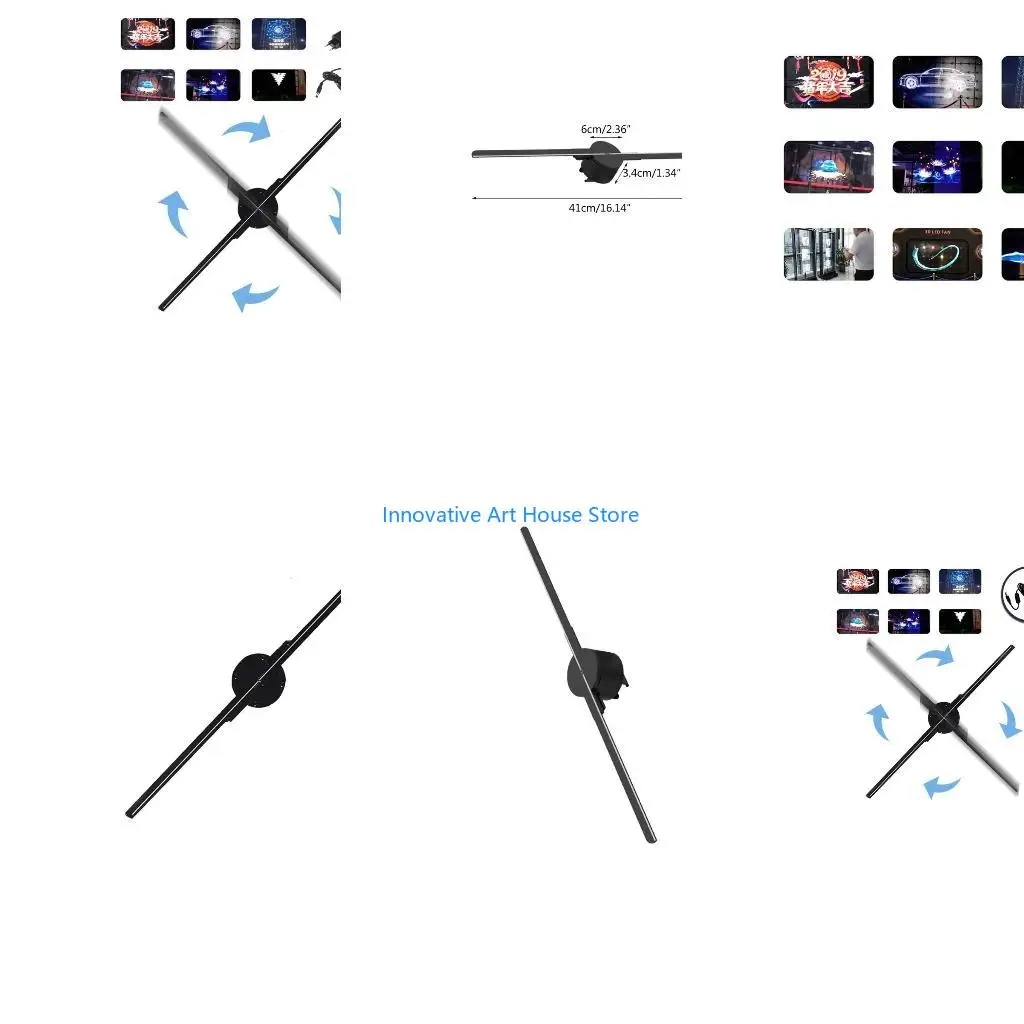 E1PC Phone 3D Hologram Projector Advertising Display LED Holo-graphic Fan for Naked E
