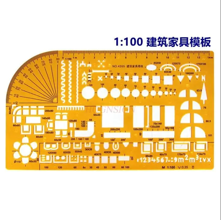 1 stuks architectonisch meubilair geometrisch sjabloon, interieurdecoratie tekensjabloon en liniaal