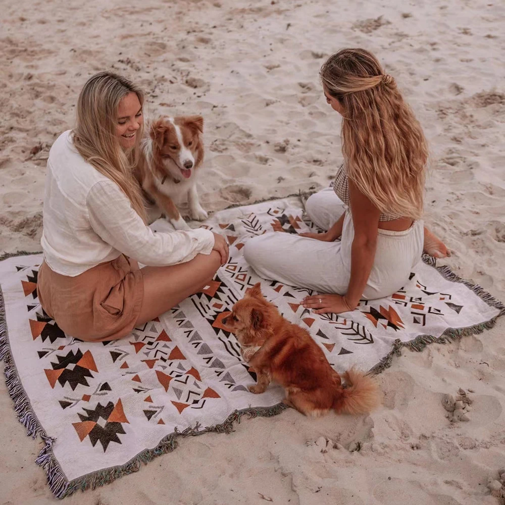Women Floral Throw Blanket Beach Multifunction Sofa Covers Cobertor Tassel Dust Cover Air Conditioning Blankets For Bed deken